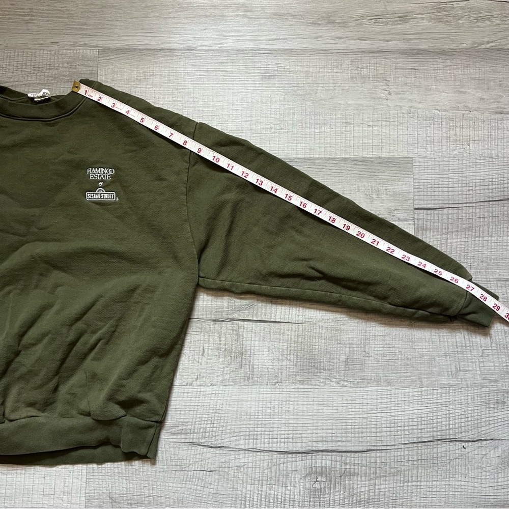 FLAMINGO ESTATE X Sesame Street Oscar The Grouch Olive Crewneck Sweater XS - Picture 13 of 14